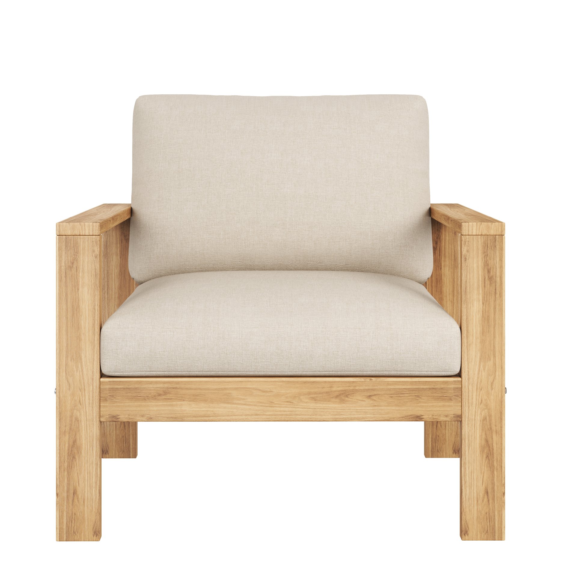 Outdoor 4 Pieces Acacia Sectional Patio Sofa Set - Light Gray / Teak - Image 7