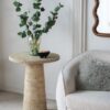 Round Side Table With Pedestal Base - Cream - Image 7