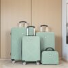 4 Piece Lightweight Suitcase, 14" Makeup Box, Aircraft Wheels (14/20/24/28) - Olive Green - Image 2