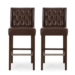 Modern Minimalist Metal Leg Bar Stool - Dark Brown