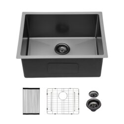 Kitchen Sink 23" X 18" X 10" Undermount Single Bowl 16 Gauge - Gunmetal Black
