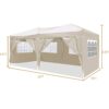10'X20' Folding Canopy With 6 Removable Sidewalls Outdoor Event Shelter UPF 50+ Gazebo Portable Tents For Parties Beach Camping Wedding Ez Pop Up Canopy - Beige - Image 5