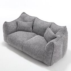 Comfortable Dual Beanbag Chair With High Resilience Foam Core For 2 People - Gray