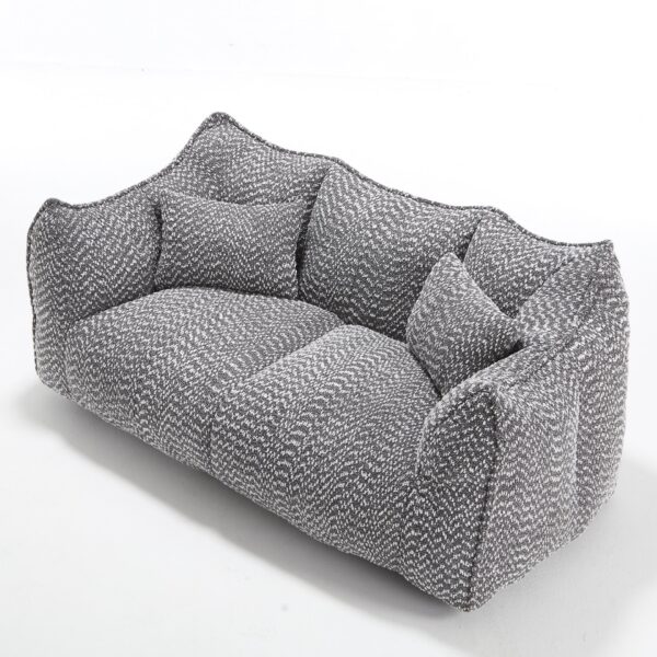 Comfortable Dual Beanbag Chair With High Resilience Foam Core For 2 People - Gray