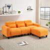 Teddy Fleece Creative Sofa Can Be Assembled Into A Two-Seater Sofa With A Single Couch With Three Waist Pillows To Perfectly Stretch Your Waist For Small Apartment Bedroom Spaces - Orange - Image 6