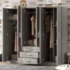 6 Doors Wardrobe Storage For Bedroom, With Big Drawers - Gray - Image 10