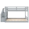 Twin Over Twin Floor Bunk Bed, Ladder With Storage - Gray - Image 6