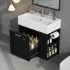 Modern Wall Mounted Bathroom Vanity With Sink, Soft Close Drawer, Adjustable Shelf, Toilet Paper Holder - Black - Image 2