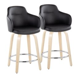 Boyne - Contemporary Fixed Height Counter Stool With Swivel With Round Footrest (Set of 2) - Natural / Black