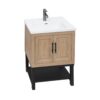 Modern Freestanding Bathroom Vanity With Ceramic Sink, Hot And Cold Faucet, 2 Door Cabinet & Open Iron Shelf, Magnesium Oxide And Iron Frame - Natural - Image 8
