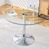 Modern Minimalist Circular Dining Table With Glass Top And Electroplated Metal Legs For Restaurants And Living Rooms - Silver / Transparent - Image 4