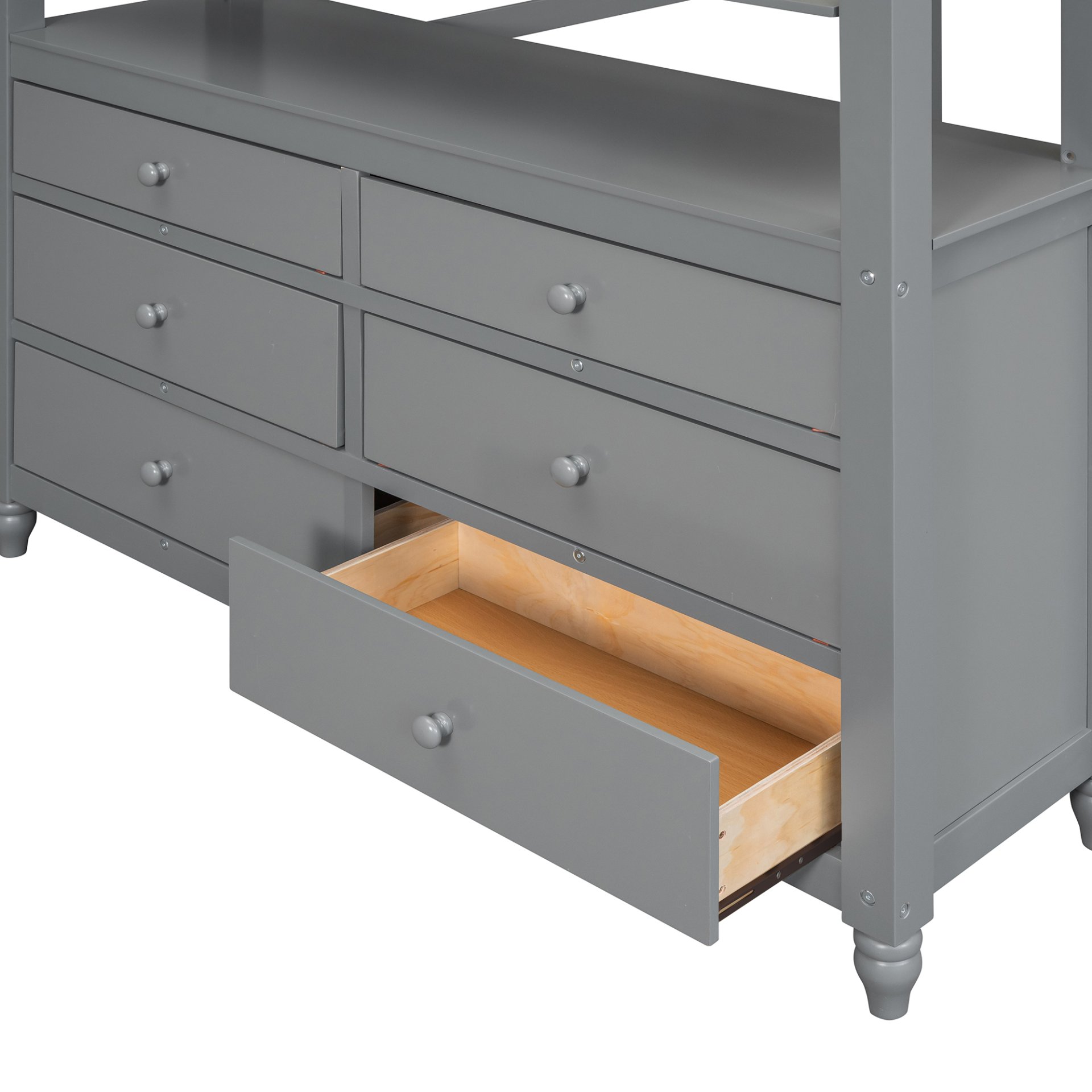 Full Size Loft Bed With Drawers And Desk With Shelves - Gray - Image 12