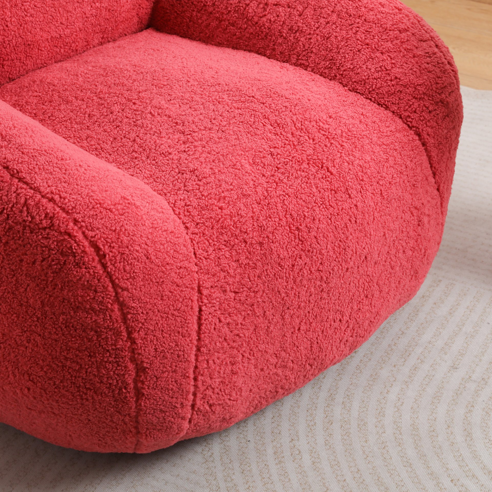 Giant Bean Bag Chair For Adults, Spacious Memory Foam Bean Bag Sofa With Armrests Teddy Fabric, Comfy Seating For Living Room Or Bedroom - Pink - Image 8