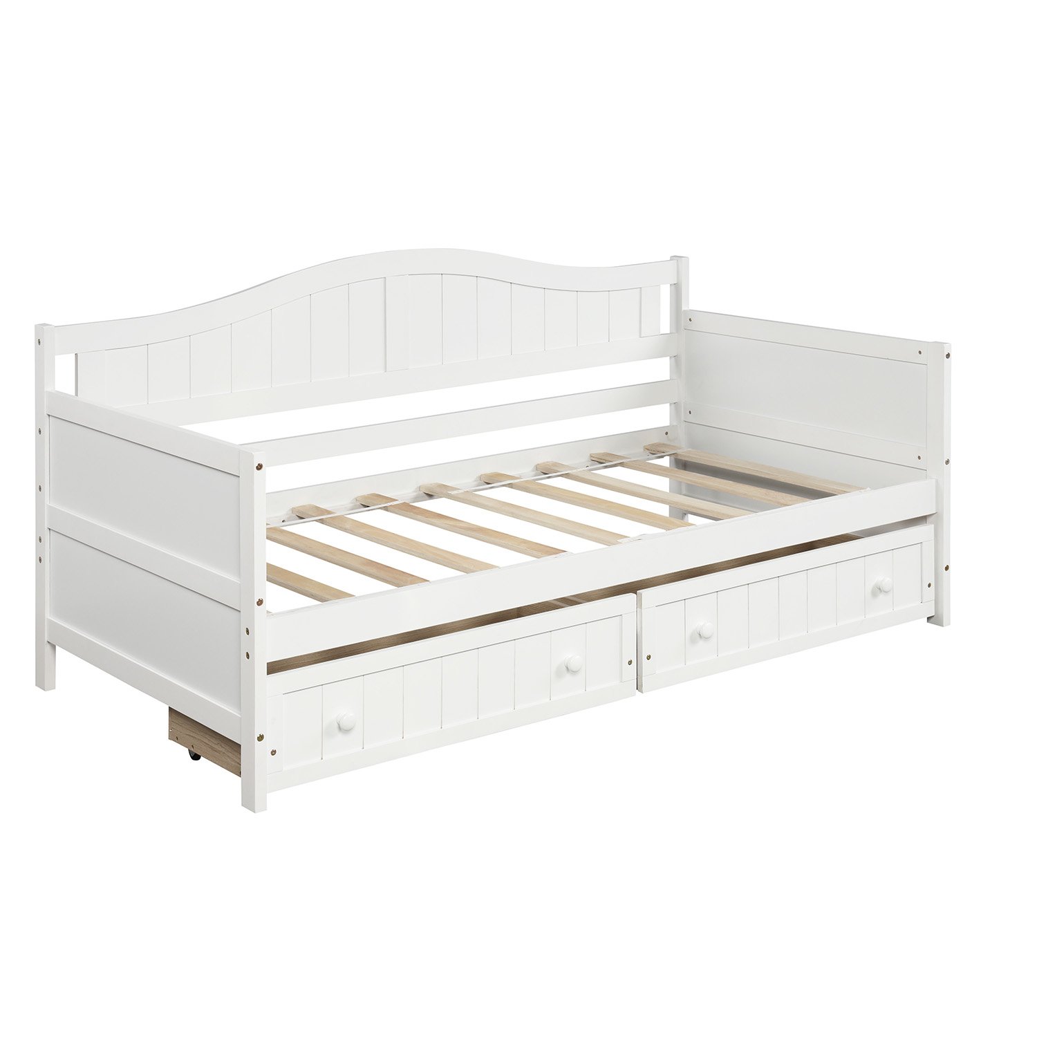 Twin Daybed With 2 Drawers, Sofa Bed For Bedroom Living Room, No Box Spring Needed - White - Image 4