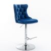 Swivel Velvet Barstools Adjusatble Seat Height From 25-33", Modern Upholstered Chrome Base Bar Stools With Backs Comfortable Tufted For Home Pub And Kitchen Island (Set of 2) - Blue - Image 4