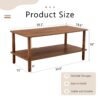 Modern 2 Tier Coffee Table For Living Room Furniture, Rectangular Center Table With Open Storage Shelf, Rounded Rubberwood Legs, Stable And Durable - Walnut - Image 3