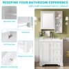 Bathroom Vanity With Sink, Modern Elegant Bathroom Storage Cabinet With 3 Drawers And Adjustable Shelves, Freestanding Vanity Set With Mirror Cabinet, Single Sink Bathroom Vanity - White - Image 4