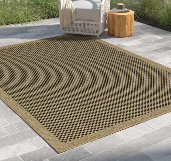Earth - 7'10" X 10'3" Indoor, Outdoor Area Rug Polypropylene - Jute / Black
