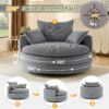 360° Swivel Sofa Chair Accent Barrel Chair With Dual Layer Cushion And 3 Removable Pillows, Corduroy - Gray - Image 5