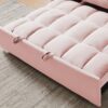 Modern Velvet Loveseat Futon Sofa Couch With Pullout Bed Reclining Backrest Toss Pillows - Pink - Image 8