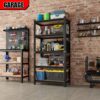 5 Tier Storage Rack, Adjustable Height Shelving, Warehouse Supermarket Basement Storage - Black - Image 2