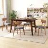 5 Piece Mid Century Dining Set With Walnut Frame, Upholstered Dining Chairs - Dark Gray - Image 9