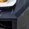Hexagonal Coffee Table With Characteristic Pattern Stickers And Multi Hole Design For Extra Storage - Black - Image 5
