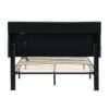 Modern Queen Size Upholstered Platform Bed Frame With Button Tufted Linen Headboard And USB Ports - Dark Gray - Image 8