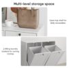 Tilted Laundry Hamper With Removable Basket, Hidden Laundry Hamper, Bathroom Storage Cabinet, Free Standing Organizer - White - Image 14
