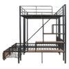 Full Over Twin-Twin Triple Bunk Bed With Drawers And Staircase - Black - Image 7