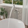 Freestanding Bathtub Faucet Waterfall Tub Filler Floor Mount Solid Brass With Hand Shower - Brushed Nickel - Image 8