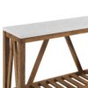 Farmhouse A Frame Faux Marble Entry Table With Lower Shelf - White / Walnut - Image 3