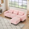 Teddy Fleece Creative Sofa Can Be Assembled Into A Two-Seater Sofa Plus A Single Couch With Three Waist Pillows To Perfectly Stretch Your Waist For Small Apartment Bedroom Spaces - Pink - Image 3