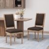 French Country Style Dining Chair Set With Upholstered Seats And Cane Backrest - Brown - Image 2