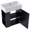 Modern Floating Bathroom Vanity With Ceramic Basin, Perfect For Small Bathrooms, Left Side Storage - Black - Image 15
