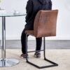 Modern Chairs With Suede Cushions And Black Metal Legs For Dining Room Or Office (Set of 2) - Brown - Image 6