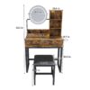 Makeup Vanity Table With LED Lights, 3 Color Options, Power Outlet - Brown - Image 3