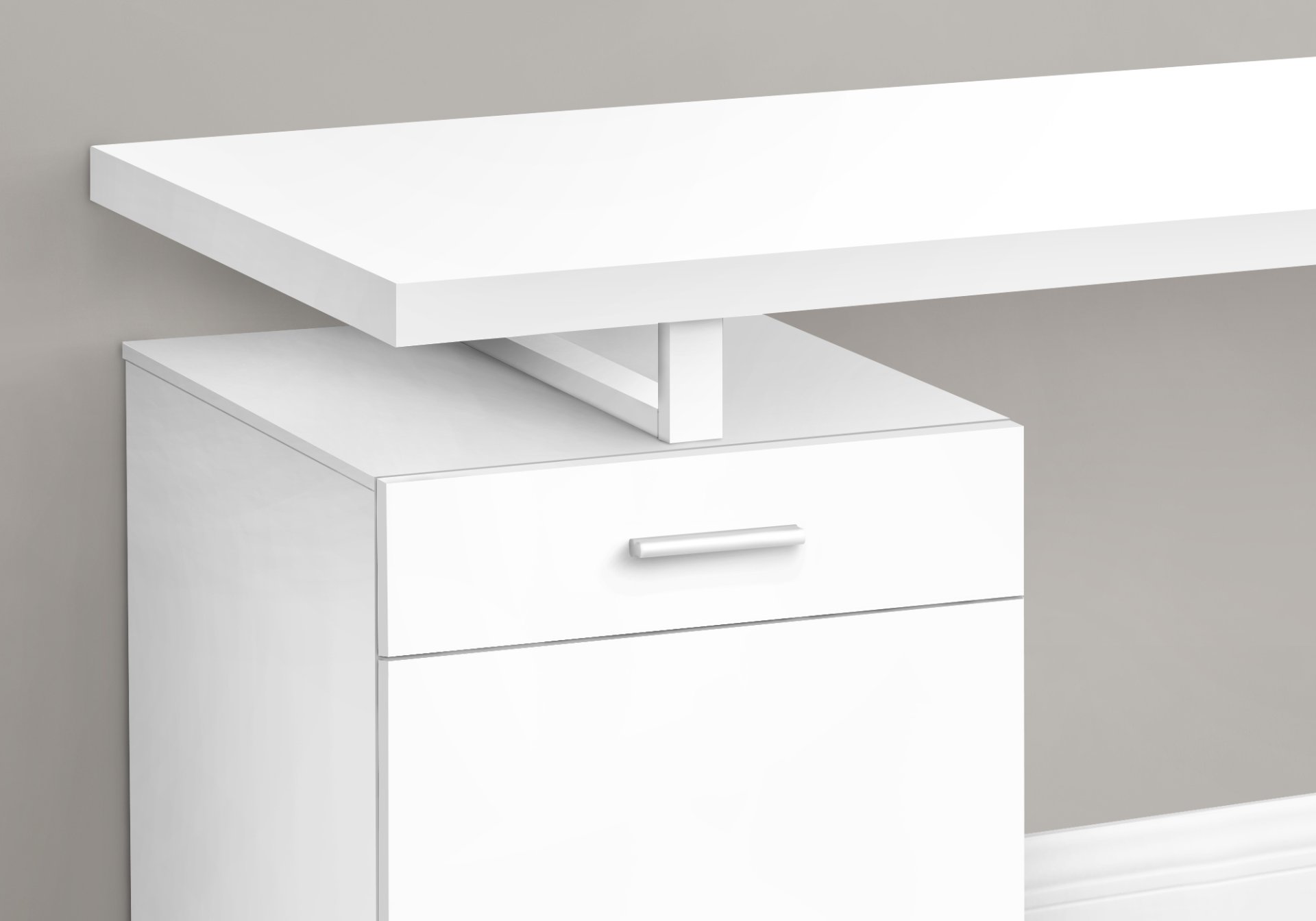Computer Desk, Home Office, Laptop, Left, Right Set-Up, Storage Drawers, Work, Contemporary, Modern - White - Image 2