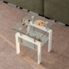 Modern Tempered Glass End Table With Storage, Living Room Side Table, 2 Layers - Clear - Image 5