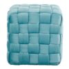 Square Braided Ottoman - Ice Blue - Image 2