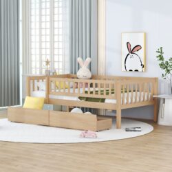 Twin Size Daybed Bed With Two Drawers - Natural