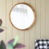 Wood Round Mirror, Farmhouse Decor Style Circle Wall Mirror For Living Room Bathroom Entryway - Brown - Image 7