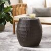 Outdoor Wicker Patio Side Table - Brown Multi - Image 6