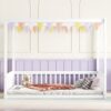 Full Size Canopy Frame Floor Bed With Fence, Guardrails - White - Image 2