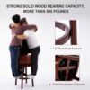 29.5'' Cow Top Leather Wooden Bar Stool, 360 Degree Swivel Bar Height Chair With Backs For Home Kitchen Counter - Brown - Image 3