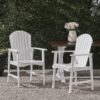 Outdoor Weather Resistant Acacia Wood Adirondack Dining Chairs Set (Set of 2) - White - Image 2