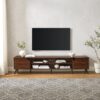 Contemporary 2 Door Minimalist TV Stand For TVs Up To 90" - Dark Walnut - Image 5