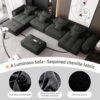 Modern Oversized Modular Sectional Sofa, Sparkling Chenille Fabric Soft Cushion Sofa With 8 Pillows, 8 Pieces Diy Combination Tufted Sofa, No Assembly Required - Black - Image 17
