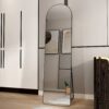 Arched Full Length Mirror With Frame For Bathroom Bedroom ing Store - Black - Image 9