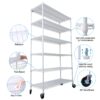 6 Tier 6000Lbs Capacity Nsf Metal Shelf Wire Shelving Unit, Heavy Duty Adjustable Storage Rack With Wheels & Shelf Liners For Commercial Grade Utility Steel Storage Rack - White - Image 10